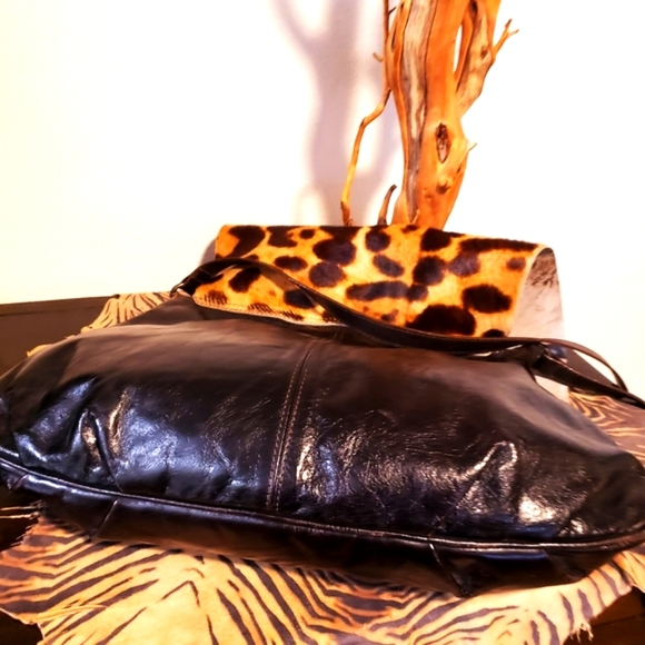 MAURIZIO TAIUTI Leopard Print Calf Hair Blk LTR Messenger- EUC - Picture 10 of 11